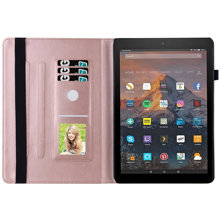 For Amazon Kindle Fire HD 10 2019 / 2017 Big Butterfly Embossed Smart Leather Tablet Case(Rose Gold) - Amazon by PMC TechLife | Online Shopping South Africa | PMC TechLife | Buy Now Pay Later Mobicred