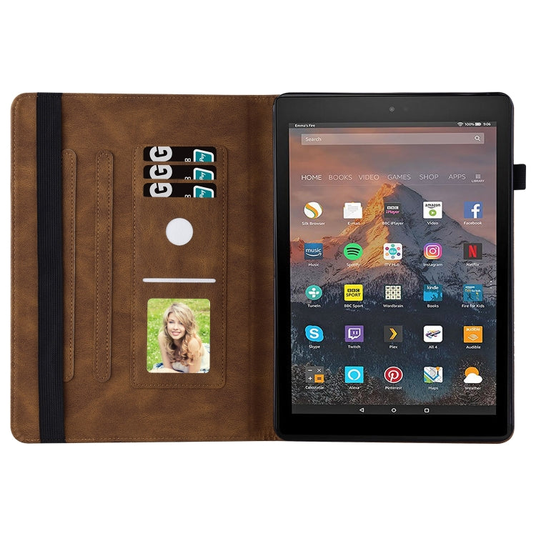 For Amazon Kindle Fire HD 10 2019 / 2017 Big Butterfly Embossed Smart Leather Tablet Case(Brown)