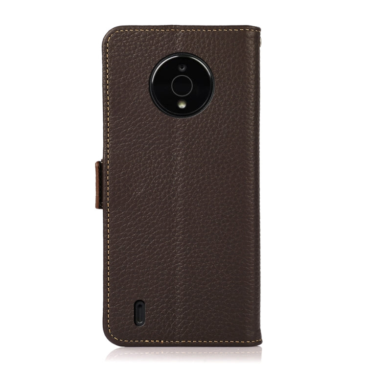For Nokia C200 KHAZNEH Side-Magnetic Litchi Genuine Leather RFID Phone Case(Brown) - Nokia Cases by PMC TechLife | Online Shopping South Africa | PMC TechLife | Buy Now Pay Later Mobicred