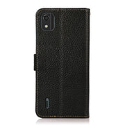 For Nokia C2 2nd Edition KHAZNEH Side-Magnetic Litchi Genuine Leather RFID Phone Case(Black)