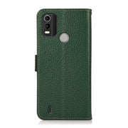 For Nokia C21 Plus KHAZNEH Side-Magnetic Litchi Genuine Leather RFID Phone Case(Green)