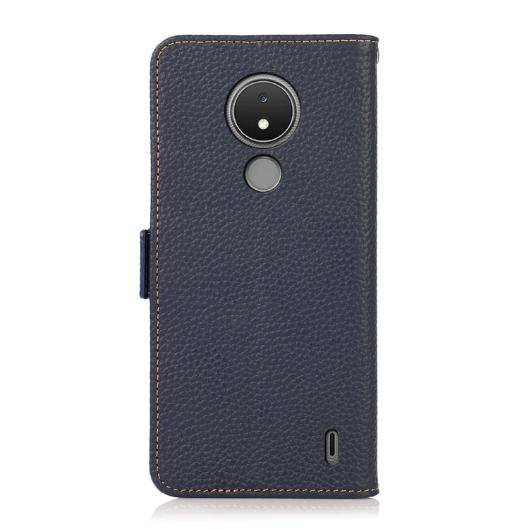 For Nokia C21 KHAZNEH Side-Magnetic Litchi Genuine Leather RFID Phone Case(Blue) - Nokia Cases by PMC TechLife | Online Shopping South Africa | PMC TechLife | Buy Now Pay Later Mobicred