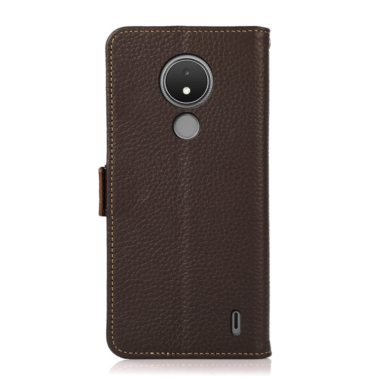For Nokia C21 KHAZNEH Side-Magnetic Litchi Genuine Leather RFID Phone Case(Brown) - Nokia Cases by PMC TechLife | Online Shopping South Africa | PMC TechLife | Buy Now Pay Later Mobicred