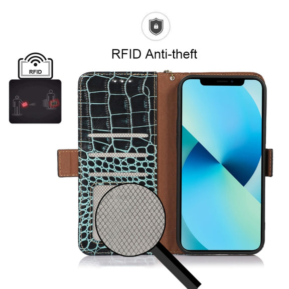 For Motorola Edge 30 5G Crocodile Top Layer Cowhide Leather Phone Case(Green)