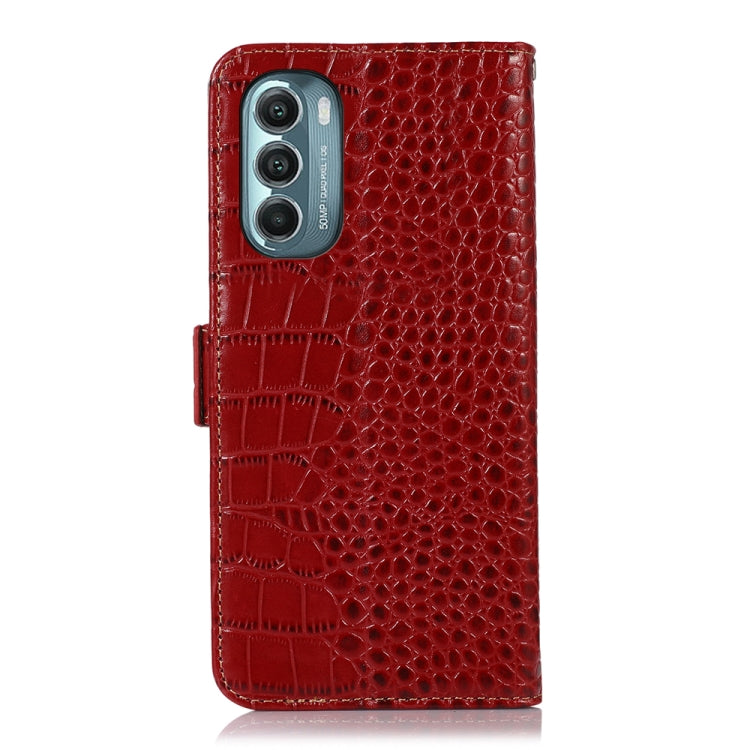 For Motorola Moto G Stylus 5G 2022 Crocodile Top Layer Cowhide Leather Phone Case(Red)
