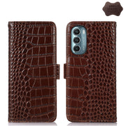 For Motorola Moto G Stylus 5G 2022 Crocodile Top Layer Cowhide Leather Phone Case(Brown)