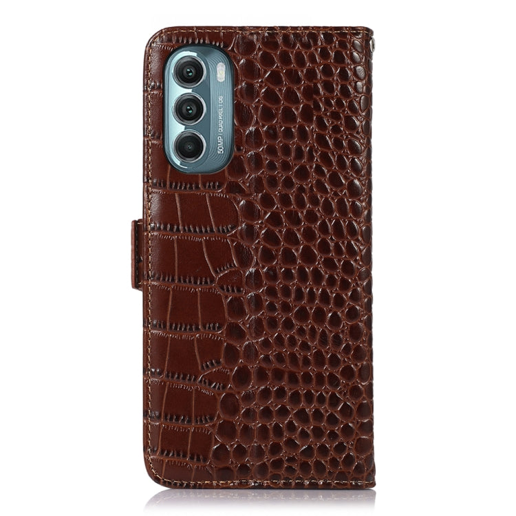 For Motorola Moto G Stylus 5G 2022 Crocodile Top Layer Cowhide Leather Phone Case(Brown)