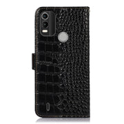 For Nokia C21 Plus Crocodile Top Layer Cowhide Leather Phone Case(Black)