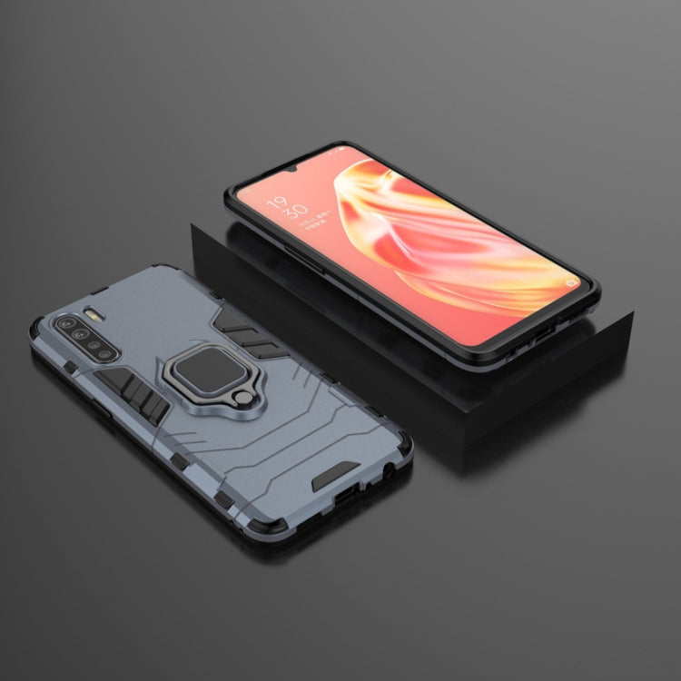 For OPPO A91 PC + TPU Shockproof Protective Case with Magnetic Ring Holder(Navy Blue) - OPPO Cases by PMC TechLife | Online Shopping South Africa | PMC TechLife | Buy Now Pay Later Mobicred