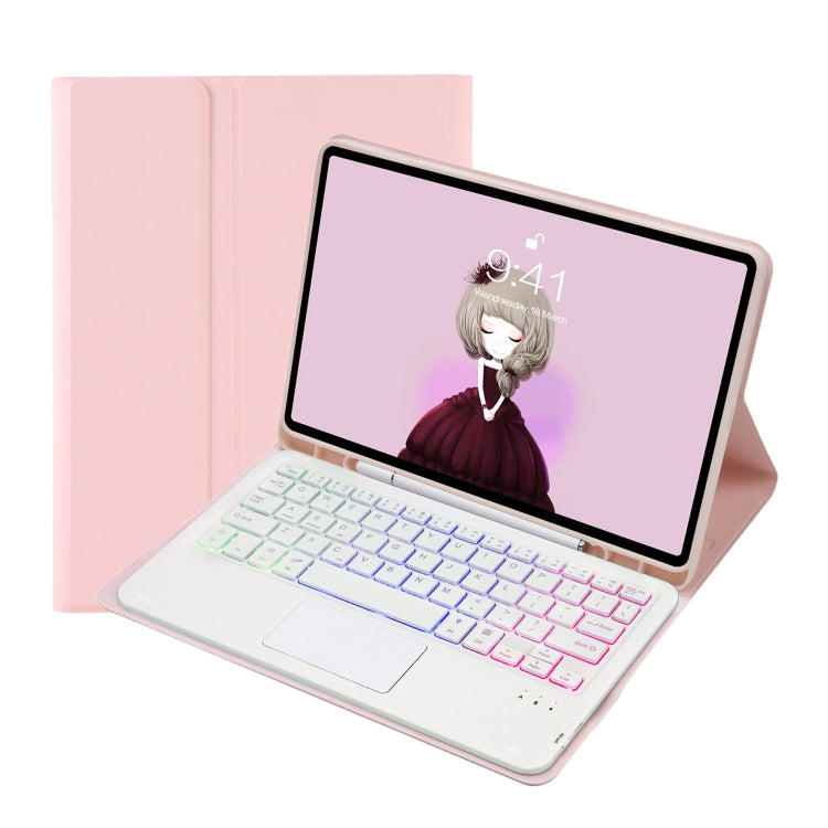 For Samsung Galaxy Tab S8 / S7 A700B-AS Candy Color Backlight Bluetooth Keyboard Leather Tablet Case(Pink) - Samsung Keyboard by PMC TechLife | Online Shopping South Africa | PMC TechLife