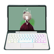 For Samsung Galaxy Tab S8 / S7 A700B-AS Candy Color Backlight Bluetooth Keyboard Leather Tablet Case(Dark Green)