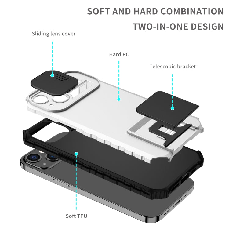For OPPO Realme C35 Stereoscopic Holder Sliding Camshield Phone Case(White) - Realme Cases by PMC TechLife | Online Shopping South Africa | PMC TechLife