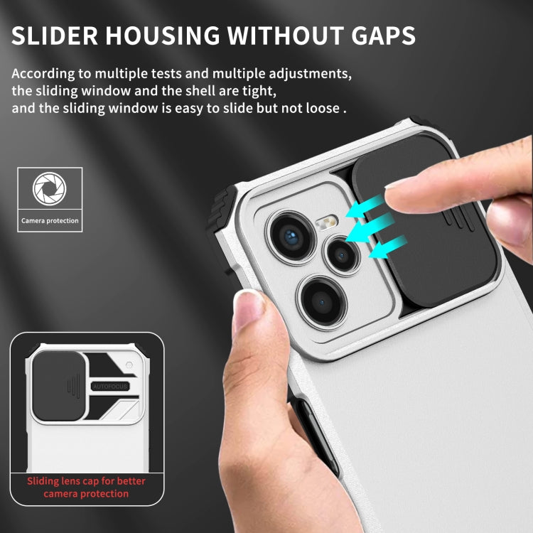 For OPPO Realme C35 Stereoscopic Holder Sliding Camshield Phone Case(White) - Realme Cases by PMC TechLife | Online Shopping South Africa | PMC TechLife