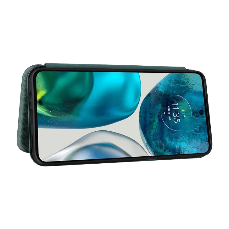 For Motorola Moto G52/G82 Carbon Fiber Texture Horizontal Flip Leather Phone Case(Green) - Motorola Cases by PMC TechLife | Online Shopping South Africa | PMC TechLife | Buy Now Pay Later Mobicred