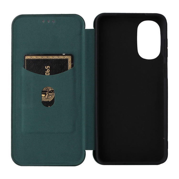 For Motorola Moto G52/G82 Carbon Fiber Texture Horizontal Flip Leather Phone Case(Green) - Motorola Cases by PMC TechLife | Online Shopping South Africa | PMC TechLife | Buy Now Pay Later Mobicred