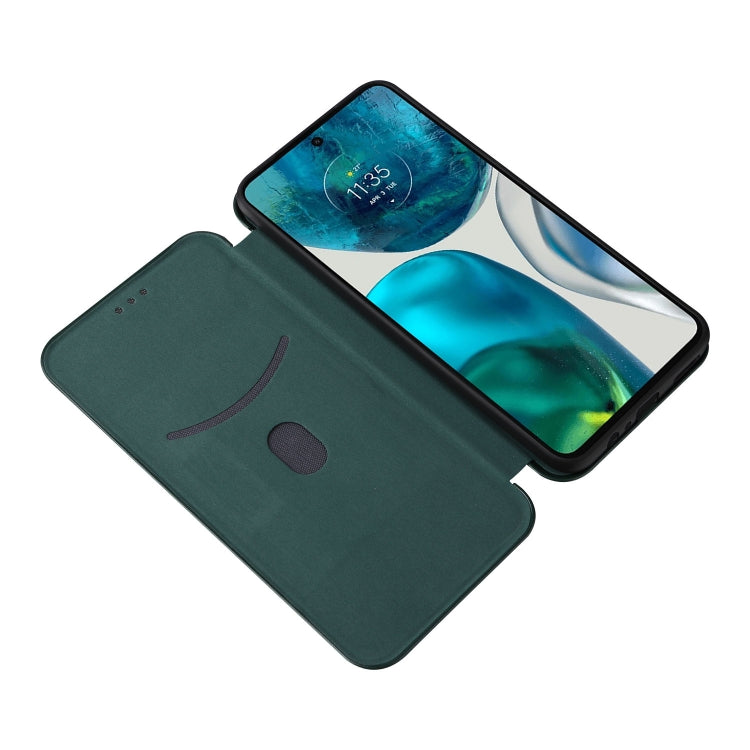 For Motorola Moto G52/G82 Carbon Fiber Texture Horizontal Flip Leather Phone Case(Green) - Motorola Cases by PMC TechLife | Online Shopping South Africa | PMC TechLife | Buy Now Pay Later Mobicred
