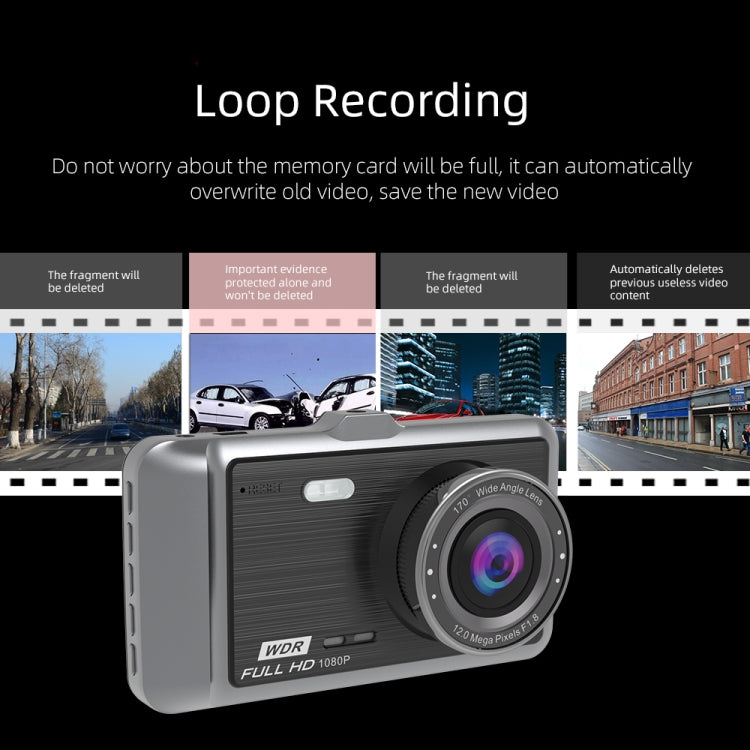 Anytek A60 Car 4 inch IPS Screen HD 1080P 170 Degree Wide Angle Dual Camera ADAS Driving Recorder - free shipping - PMC Jewellery - Order now!