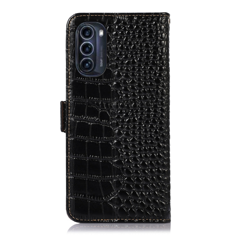 For Motorola Moto G52j 5G Crocodile Top Layer Cowhide Leather Phone Case(Black) - Motorola Cases by PMC TechLife | Online Shopping South Africa | PMC TechLife | Buy Now Pay Later Mobicred