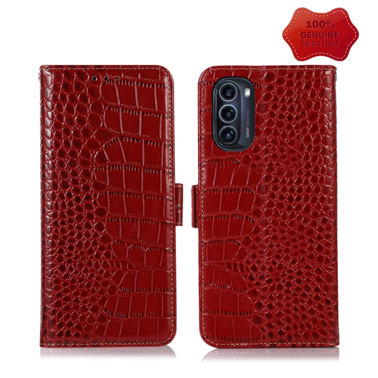 For Motorola Moto G52j 5G Crocodile Top Layer Cowhide Leather Phone Case(Red) - Motorola Cases by PMC TechLife | Online Shopping South Africa | PMC TechLife | Buy Now Pay Later Mobicred