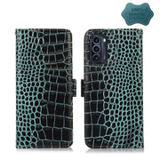 For Motorola Moto G52j 5G Crocodile Top Layer Cowhide Leather Phone Case(Green)