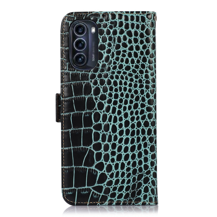 For Motorola Moto G52j 5G Crocodile Top Layer Cowhide Leather Phone Case(Green) - Motorola Cases by PMC TechLife | Online Shopping South Africa | PMC TechLife | Buy Now Pay Later Mobicred