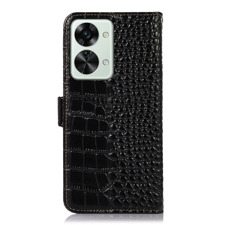 For OnePlus Nord 2T 5G Crocodile Top Layer Cowhide Leather Phone Case(Black) - OnePlus Cases by PMC TechLife | Online Shopping South Africa | PMC TechLife | Buy Now Pay Later Mobicred