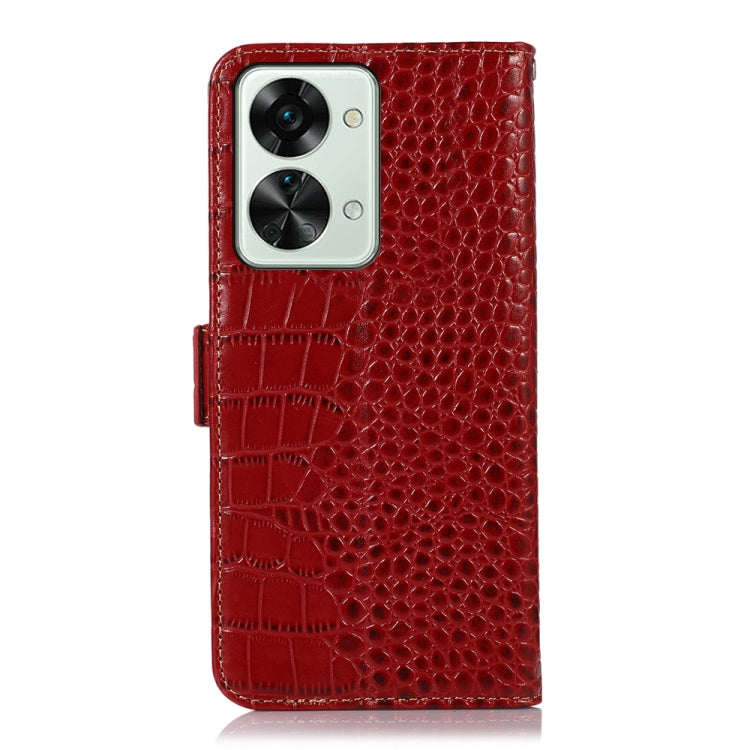 For OnePlus Nord 2T 5G Crocodile Top Layer Cowhide Leather Phone Case(Red) - OnePlus Cases by PMC TechLife | Online Shopping South Africa | PMC TechLife | Buy Now Pay Later Mobicred