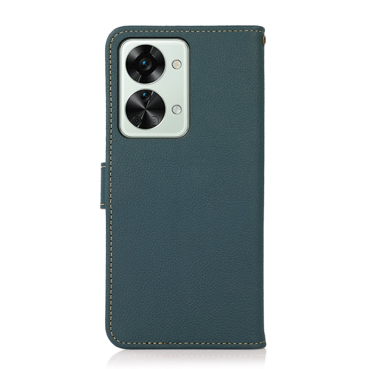 For OnePlus Nord 2T 5G KHAZNEH Custer Texture RFID Genuine Leather Phone Case(Green) - OnePlus Cases by PMC TechLife | Online Shopping South Africa | PMC TechLife | Buy Now Pay Later Mobicred