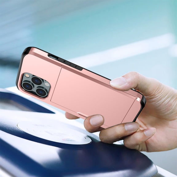 For iPhone 14 Plus Shockproof Armor Protective Phone Case with Slide Card Slot  (Army Green)