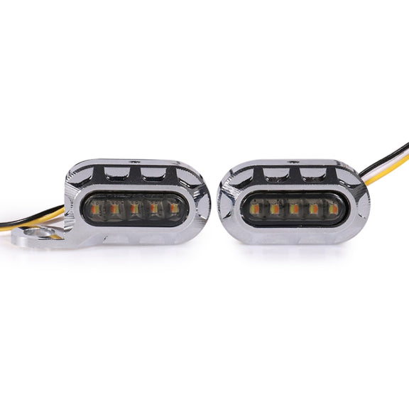 HP-Z058 Motorcycle Modified Rearview Mirror LED Turn Signal Light for Harley Sportsters XL 883 / 1200(Electroplating White)