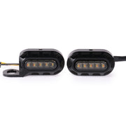 HP-Z058 Motorcycle Modified Rearview Mirror LED Turn Signal Light for Harley Sportsters XL 883 / 1200(Electroplating Black)