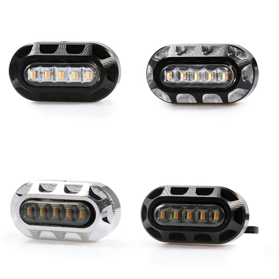 HP-Z058 Motorcycle Modified Rearview Mirror LED Turn Signal Light for Harley Sportsters XL 883 / 1200(Black White)