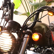 HP-Z058 Motorcycle Modified Rearview Mirror LED Turn Signal Light for Harley Sportsters XL 883 / 1200(Electroplating Black)