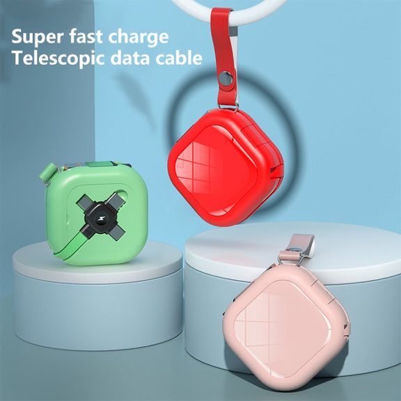 3 in 1 USB To 8 Pin + Micro USB + USB-C / Type-C Telescopic Charging Cable with Mobile Phone Holder(Black)