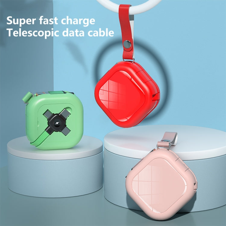3 in 1 USB To 8 Pin + Micro USB + USB-C / Type-C Telescopic Charging Cable with Mobile Phone Holder(Green)