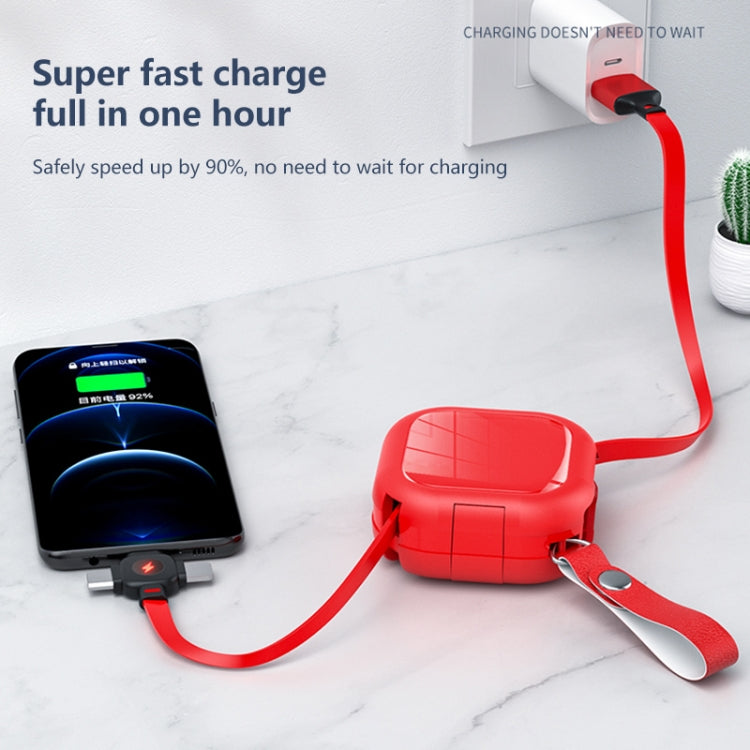 3 in 1 USB To 8 Pin + Micro USB + USB-C / Type-C Telescopic Charging Cable with Mobile Phone Holder(Pink)