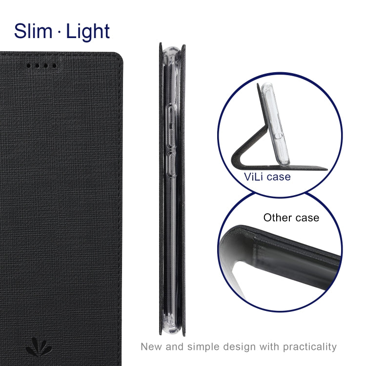For Sharp Aquos R7 ViLi DMX Series Shockproof TPU + PU Leather Magnetic Attraction Horizontal Flip Case(Black)