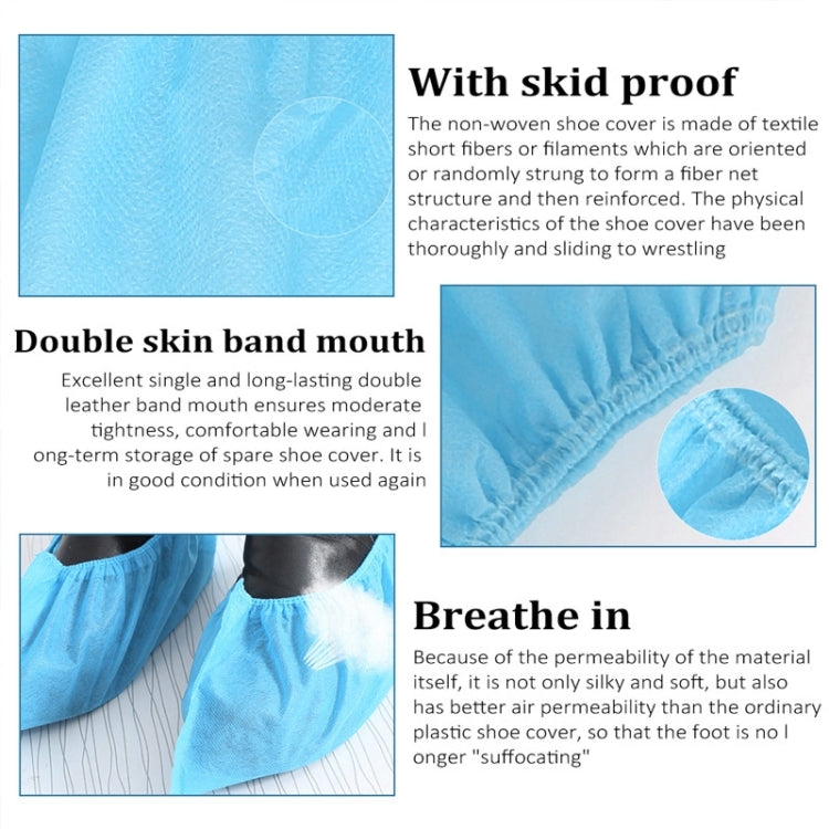 100 PCS 400g Disposable Shoe Covers For Kids Indoor Cleaning Floor Thicken Non-Woven Fabric Overshoes(Baby Blue)