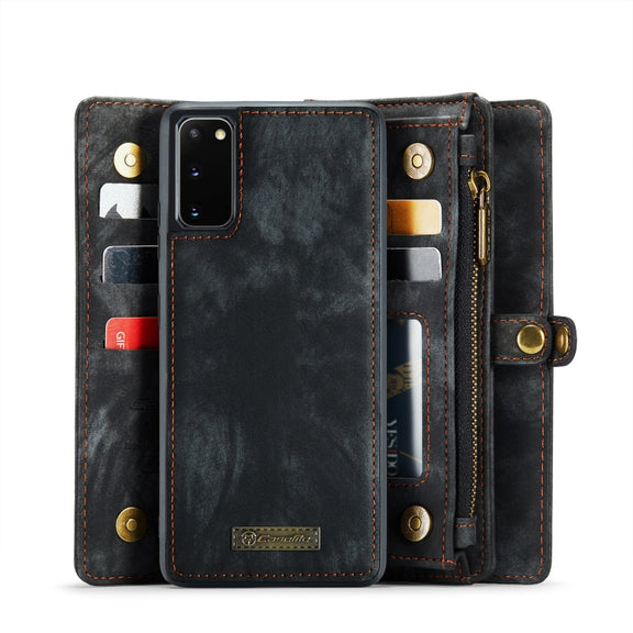 For Galaxy S20 CaseMe Detachable Multifunctional Horizontal Flip Leather Case, with Card Slot & Holder & Zipper Wallet & Photo Frame(Black)