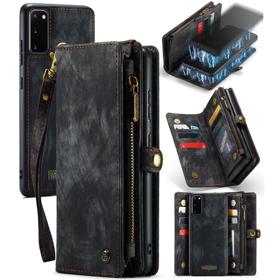 For Galaxy S20 CaseMe Detachable Multifunctional Horizontal Flip Leather Case, with Card Slot & Holder & Zipper Wallet & Photo Frame(Black)