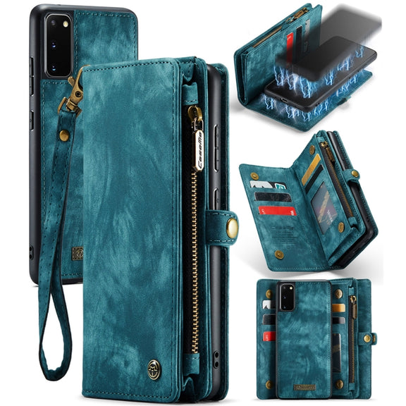 For Galaxy S20 CaseMe Detachable Multifunctional Horizontal Flip Leather Case, with Card Slot & Holder & Zipper Wallet & Photo Frame(Green)