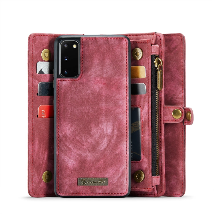 For Galaxy S20 CaseMe Detachable Multifunctional Horizontal Flip Leather Case, with Card Slot & Holder & Zipper Wallet & Photo Frame(Red)