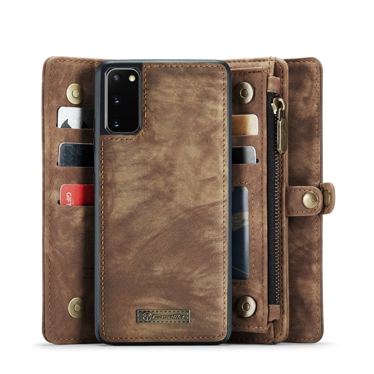 For Galaxy S20 CaseMe Detachable Multifunctional Horizontal Flip Leather Case, with Card Slot & Holder & Zipper Wallet & Photo Frame(Brown)