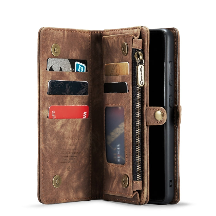 For Galaxy S20 CaseMe Detachable Multifunctional Horizontal Flip Leather Case, with Card Slot & Holder & Zipper Wallet & Photo Frame(Brown)