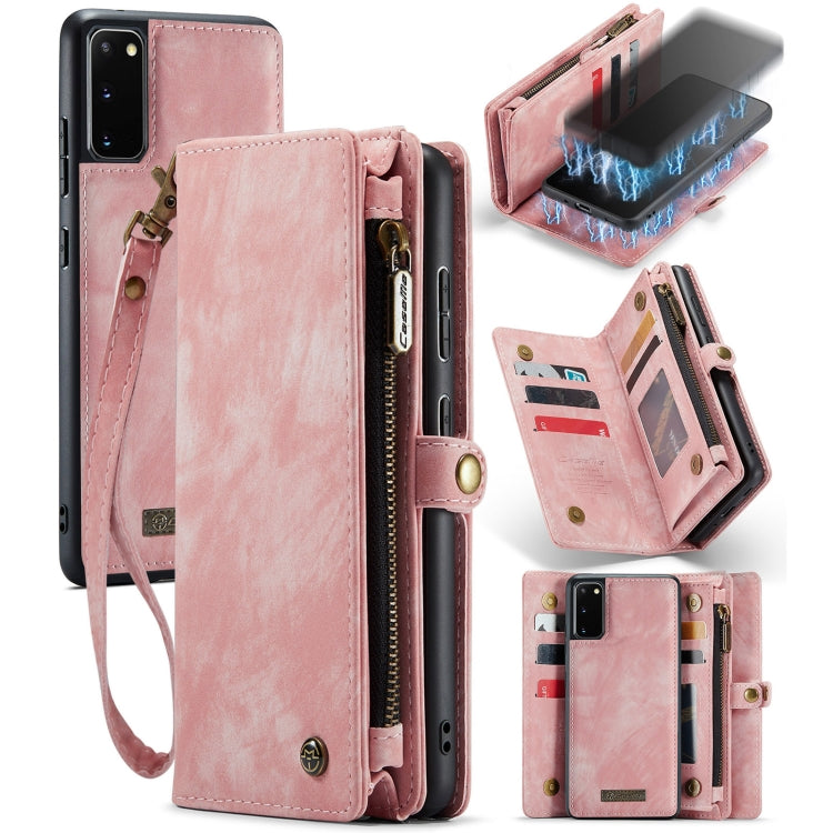For Samsung Galaxy S20 CaseMe Detachable Multifunctional Horizontal Flip Leather Case, with Card Slot & Holder & Zipper Wallet & Photo Frame (Pink) - free shipping - PMC Jewellery - Order now!
