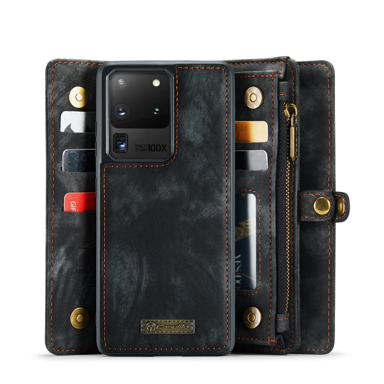 For Galaxy S20 Plus CaseMe Detachable Multifunctional Horizontal Flip Leather Case, with Card Slot & Holder & Zipper Wallet & Photo Frame(Black)
