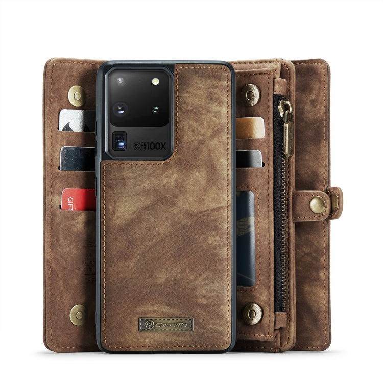 For Galaxy S20 Plus CaseMe Detachable Multifunctional Horizontal Flip Leather Case, with Card Slot & Holder & Zipper Wallet & Photo Frame(Brown)