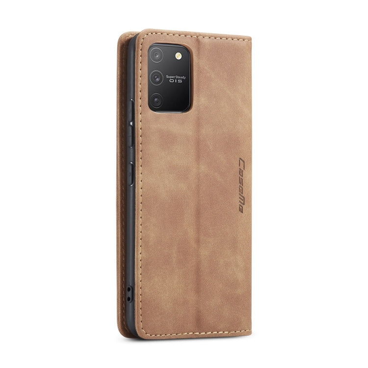 For Galaxy A91 / S10 Lite CaseMe Multifunctional Horizontal Flip Leather Case, with Card Slot & Holder & Wallet(Brown)