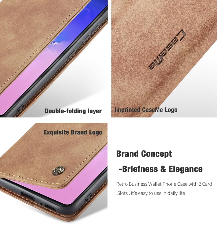 For Galaxy A91 / S10 Lite CaseMe Multifunctional Horizontal Flip Leather Case, with Card Slot & Holder & Wallet(Brown)