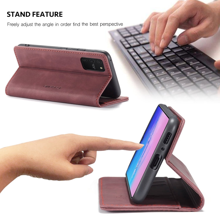 For Galaxy A91 / S10 Lite CaseMe Multifunctional Horizontal Flip Leather Case, with Card Slot & Holder & Wallet(Wine Red)